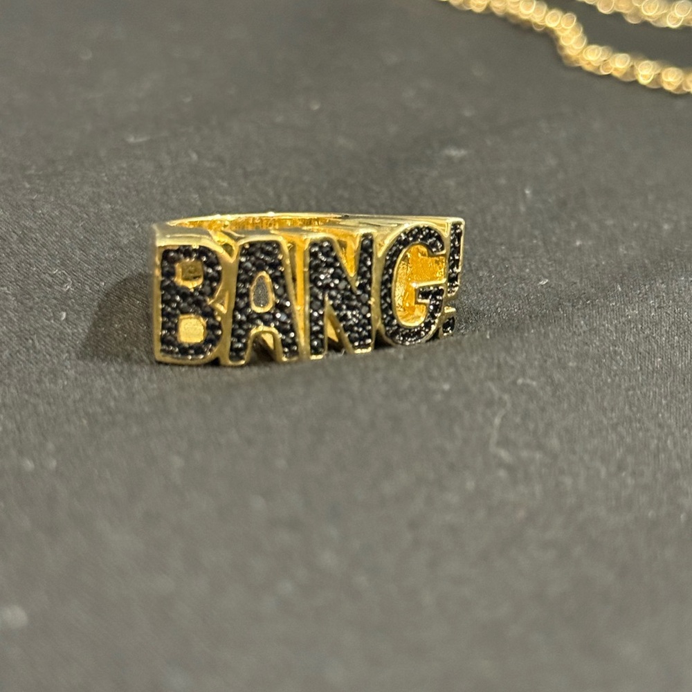 nOir Jewelry Gold and Black 'BANG!' Ring